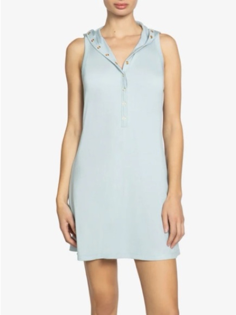 NEW ROBIN PICCONE AMY HOODIE DRESS Cielo Baby Blue {$138} Hooded Shift Dress Sm